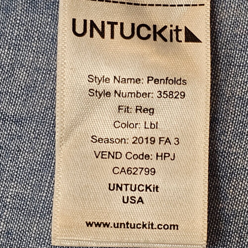 Untuckit Chambray Regular Fit Button Down Xl - image 7